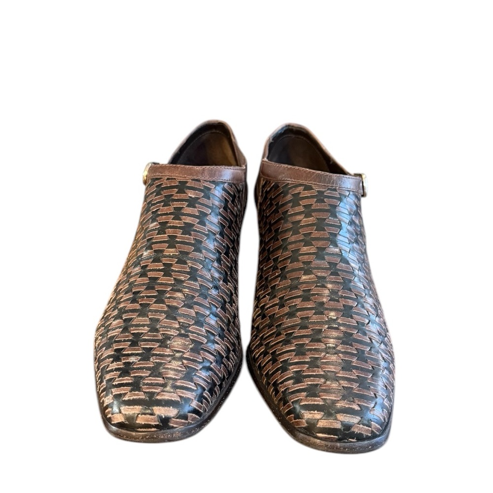 Brighton Turner Brown Leather Slip-on Heels with Woven Texture Women’s Size 9 M - Picture 4 of 8